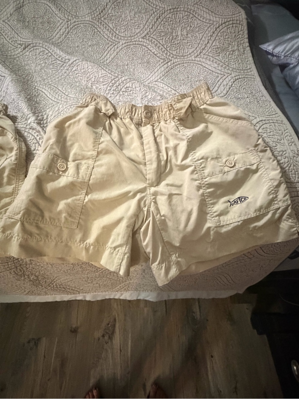 AFTCO Boys Beige Cargo Shorts with Button-Flap Pockets